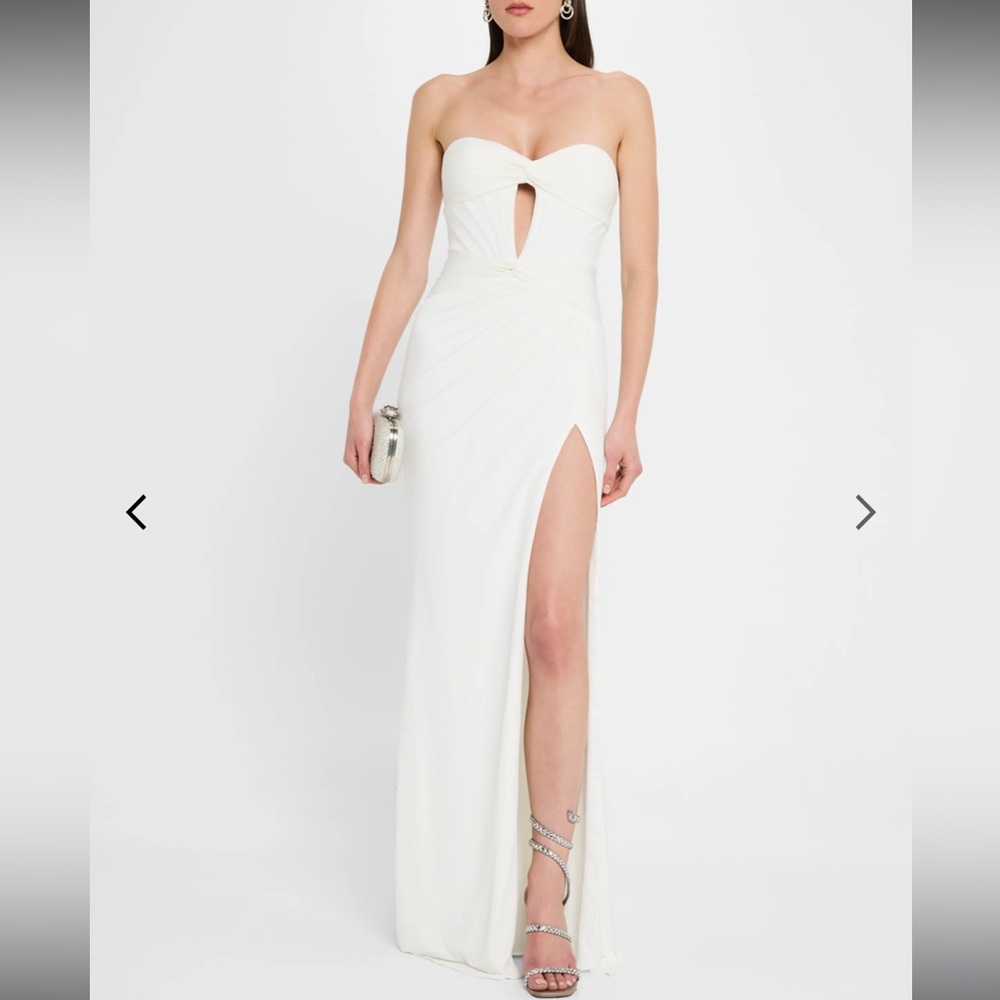 Jovani Strapless Cutout Twist-Front Column Gown